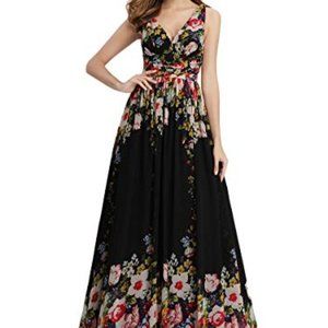 Ever Pretty Pleated Sleeveless V-Neck Chiffon Maxi Dress